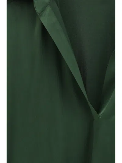 Tom Ford Stretch Silk Satin Polo With Tonal Tf Embroidered Logo In Green
