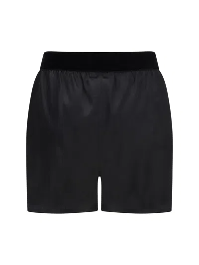Tom Ford Stretch Silk Satin Pj Shorts In Black