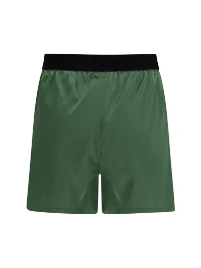 Tom Ford Stretch Silk Satin Pj Shorts In Green