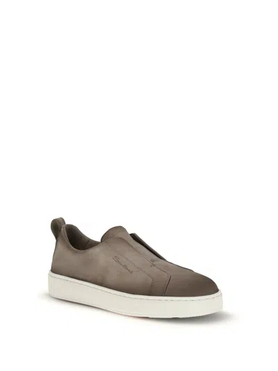 Santoni Beige Rubber Low Top Sneakers In Multi