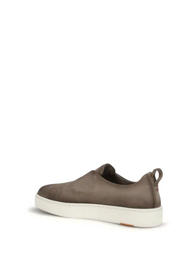 Santoni Beige Rubber Low Top Sneakers In Multi