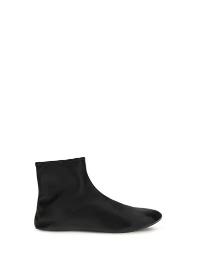 The Row Leather Ankle Boots Lined With Soft Shearling In Multi