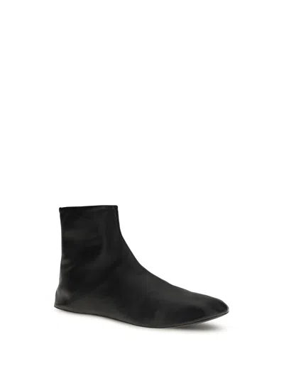 The Row Leather Ankle Boots Lined With Soft Shearling In Multi