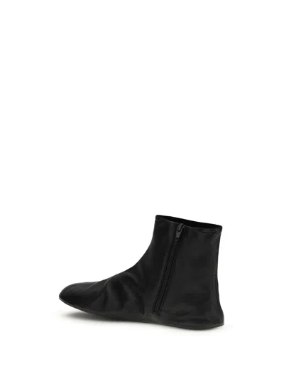 The Row Leather Ankle Boots Lined With Soft Shearling In Multi