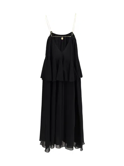 Chloé Open-back Embellished Tiered Silk-georgette Maxi Dress In Black