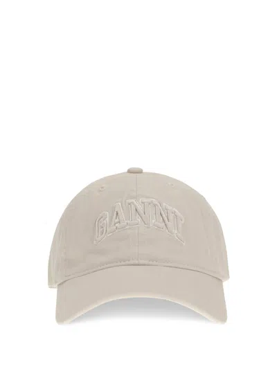 Ganni Canvas Cap With Logo In Neutral