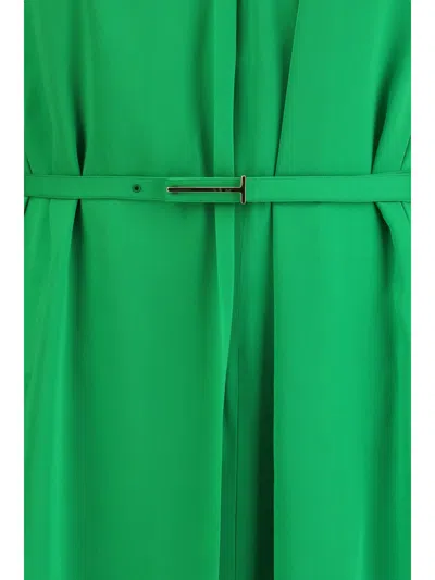 Tom Ford Embellished Belted Pleated Silk-georgette Midi Dress In Black