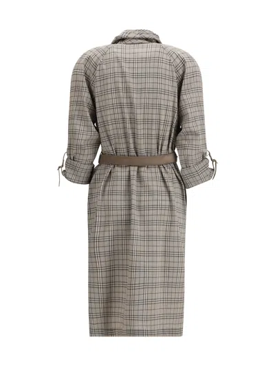 Burberry Women Wool Check Dress With A Shawl Collar In Multi