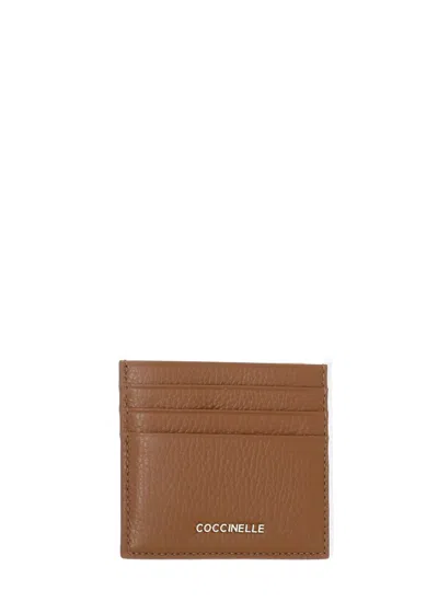 Coccinelle Metallic Soft Cards Holder In Brown