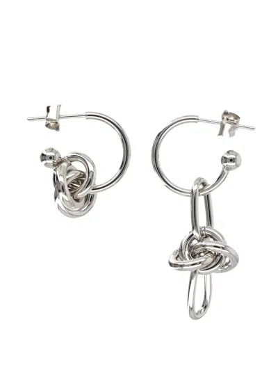 Justine Clenquet Daria Mismatched Knot Earrings In Metallic