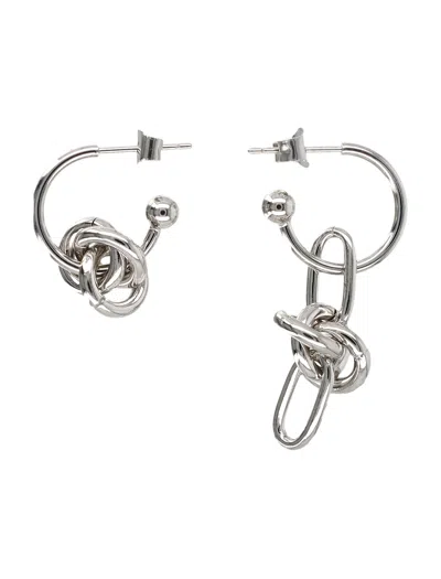 Justine Clenquet Daria Mismatched Knot Earrings In Metallic