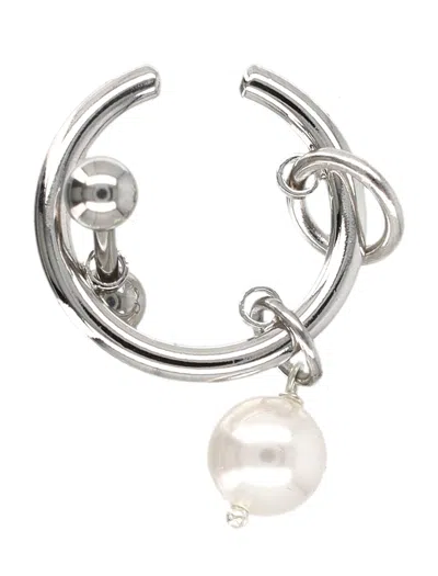 Justine Clenquet Betsy Pearl Drop Earcuff In Silver