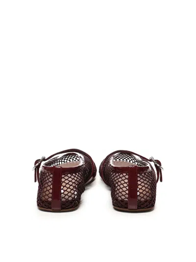 Alaïa Rouge Grenat Flat Mesh Ballerinas With Buckle Fastening In Brown