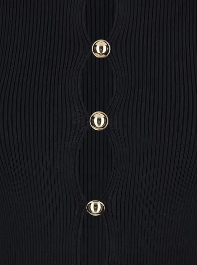 Self-portrait Ribbed-knit Cardigan In Black