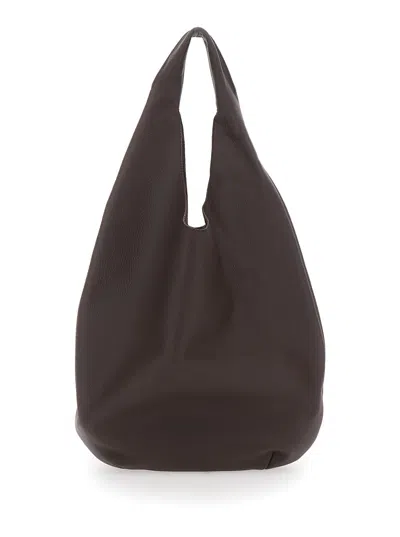 Apc Le Neige Brown Shoulder Bag With Embossed Logo On The Front In Hammered Leather Woman In Brown