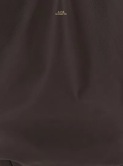 Apc Le Neige Brown Shoulder Bag With Embossed Logo On The Front In Hammered Leather Woman In Brown