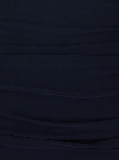 Norma Kamali Sleeveless V Neck Shirred Waist Jumpsuit In Blue