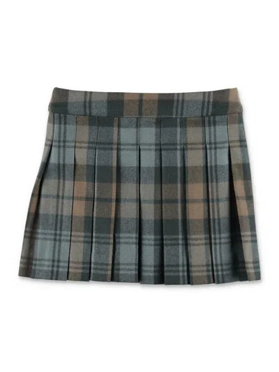 Bonpoint Talissa Pleated Tartan Wool Skirt In Multi