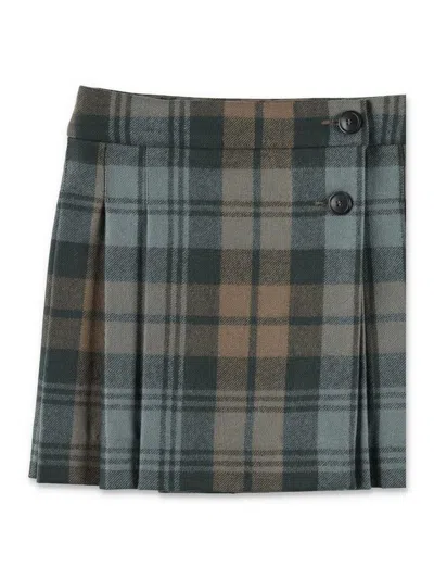 Bonpoint Talissa Pleated Tartan Wool Skirt In Multi