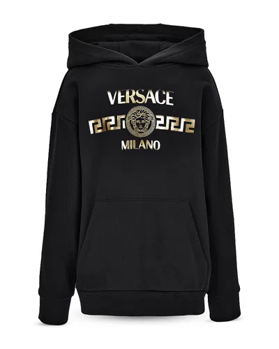 Versace Unisex Fleece Fade Logo Print Hoodie - Little Kid, Big Kid In Black