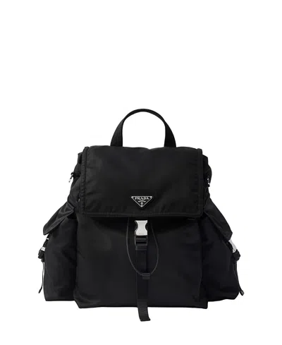 Prada Explore Re-nylon And Leather Backpack In Black