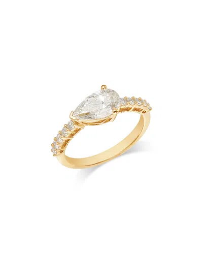 Bloomingdale's Fine Collection Luxe Collection Certified Lab Grown Diamond East West Pear Ring In 18k Gold, 1.50 Tcw In Gold
