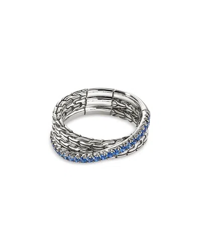 John Hardy Sterling Silver Essentials Blue Sapphire Pave Crossover Ring In Burgundy