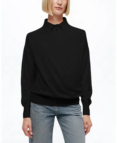 Nocturne Relaxed Polo Knit Sweater In Black