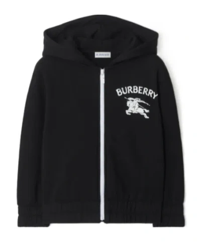 Burberry Kids Ekd Printed Zip-up Hoodie In Black