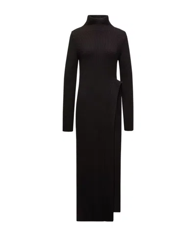 Moncler Jil Sander Wool Turtleneck Dress In Brown
