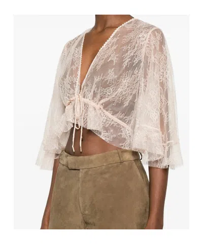 Alberta Ferretti Semi-transparent Shirt In Pink
