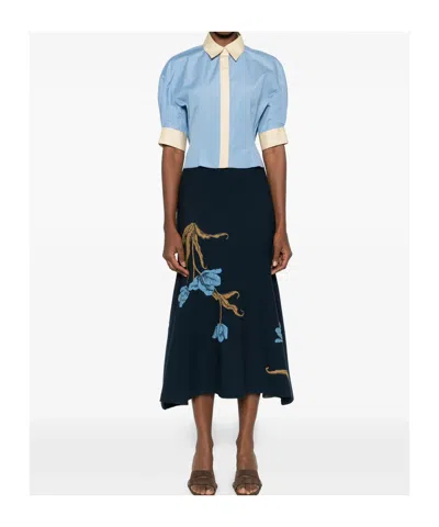 Marni Collared Panelled Top In Blue