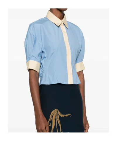 Marni Collared Panelled Top In Blue