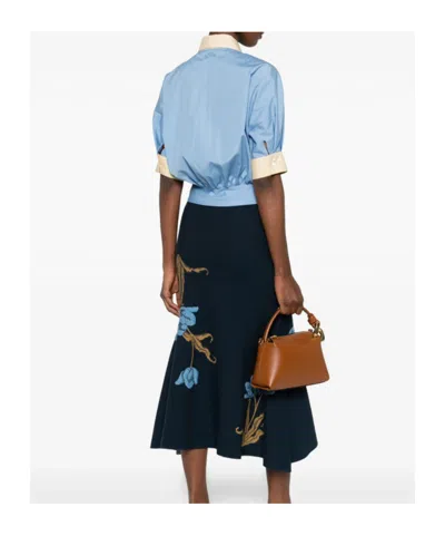 Marni Collared Panelled Top In Blue