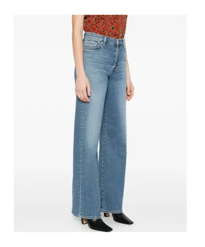 7 For All Mankind Buttoned Wide-leg Jeans In Blue