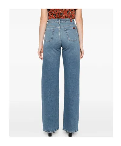 7 For All Mankind Buttoned Wide-leg Jeans In Blue