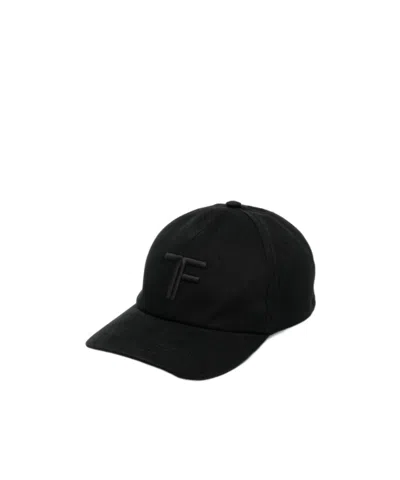 Tom Ford Logo Canvas Baseball Cap In Black