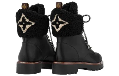 Pre-owned Louis Vuitton (wmns)  Territory Shearling Flat Ranger Boots 'black' In Multi