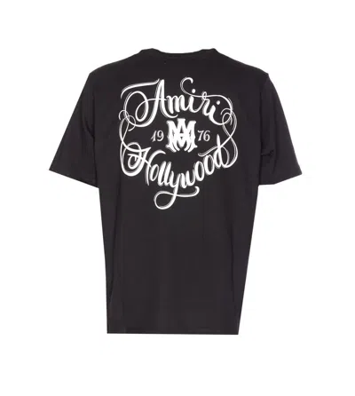 Amiri Graphic Print Crew Neck Short Sleeve Top In Black