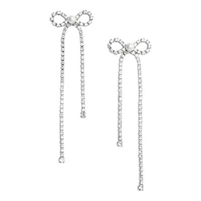 Self-portrait Crystal-embellished Drop Earrings In Metallic