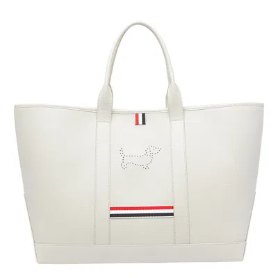 Thom Browne Medium Hector-detail Tote Bag In White