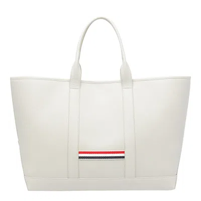 Thom Browne Medium Hector-detail Tote Bag In White
