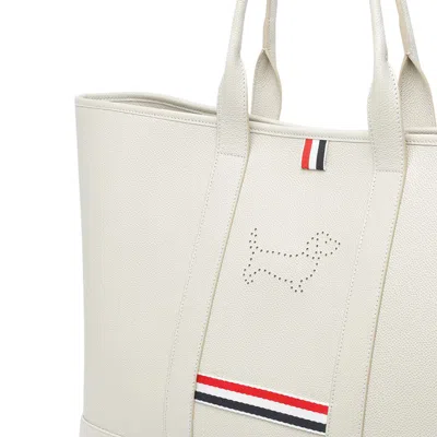Thom Browne Medium Hector-detail Tote Bag In White