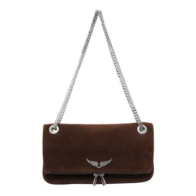 Zadig & Voltaire Womens Rock Ii Leather Clutch Wood In Brown