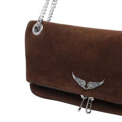 Zadig & Voltaire Womens Rock Ii Leather Clutch Wood In Brown