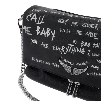 Zadig & Voltaire Womens Black Rocky Ii Graffiti Leather Cross-body Bag In Black