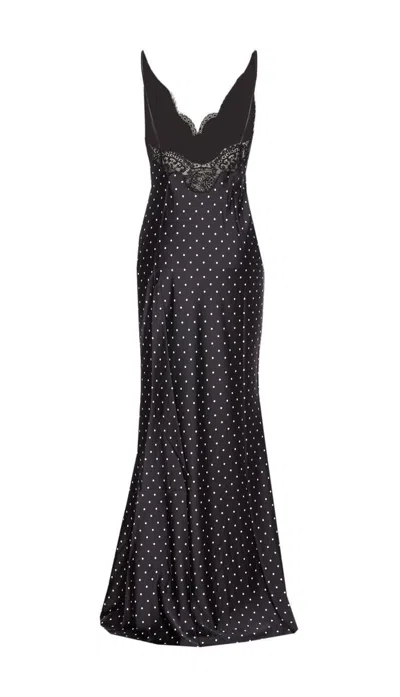 Self-portrait Self Portrait Polka Dot Long Dress In Black