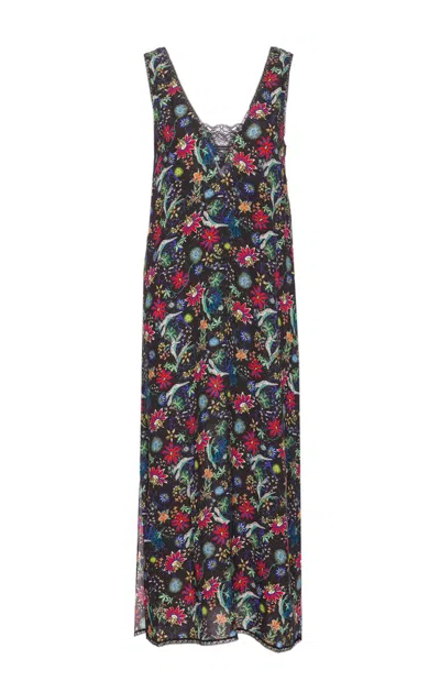Zadig & Voltaire Renzo Lace-panel Floral-print Maxi Dress In Multi