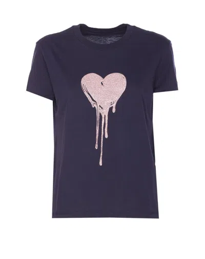 Zadig & Voltaire Womens Encre Walk Rhinestone-embellished Cotton-jersey T-shirt In Blue