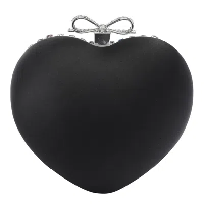 Self-portrait Multicolor Heart Shaped Clutch With Pearl Embellishments And Bow Detail In Tech Fabric Woman In Multi